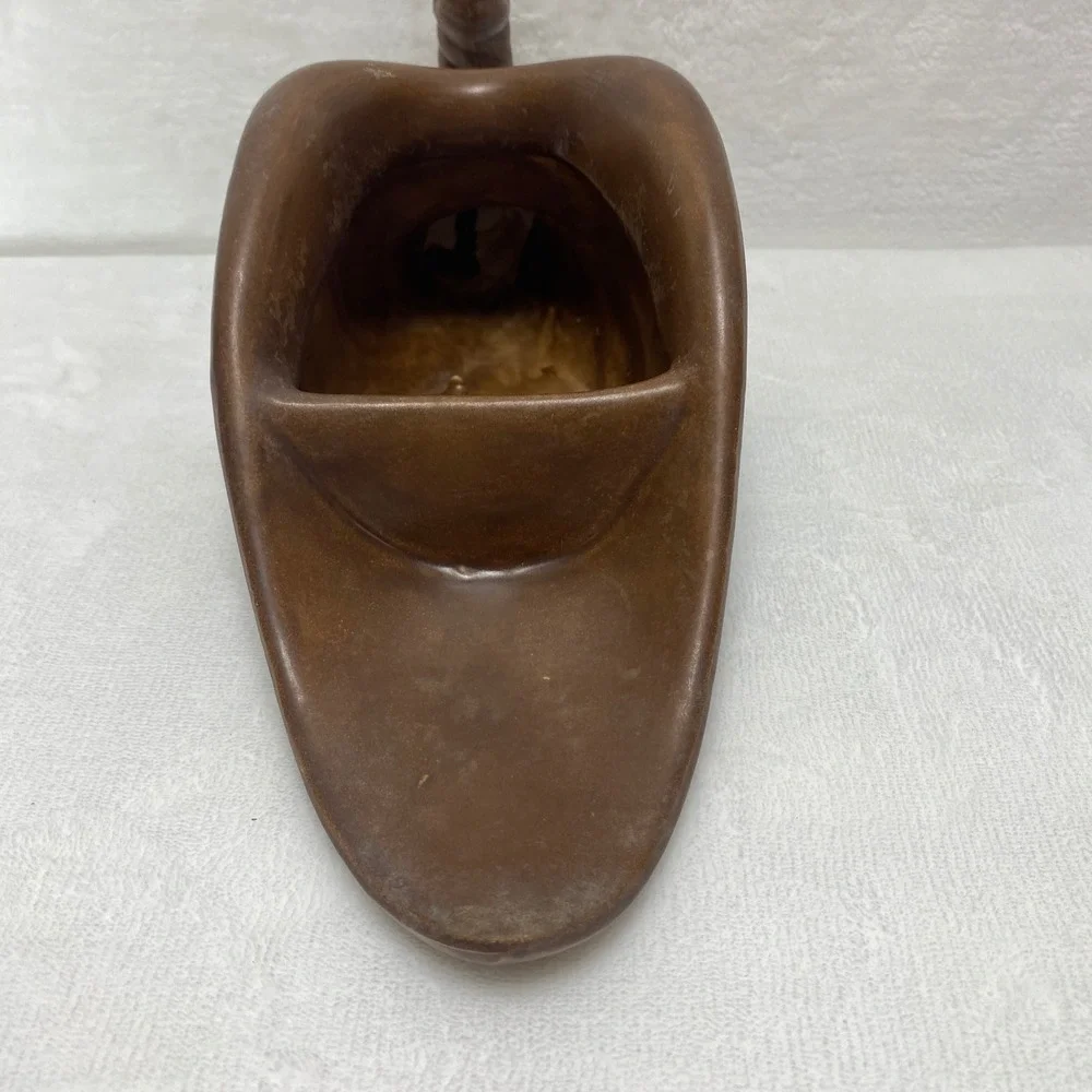 VTG Brown Ceramic Cornucopia Horn of Plenty‎ Vase Planter Table Decor D475